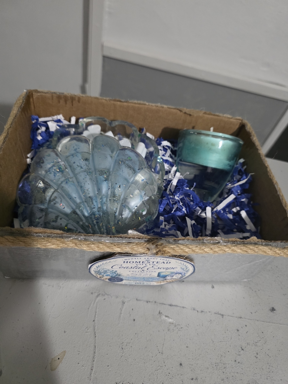 Coastal Sea Glass Candle Set in Aqua Blue